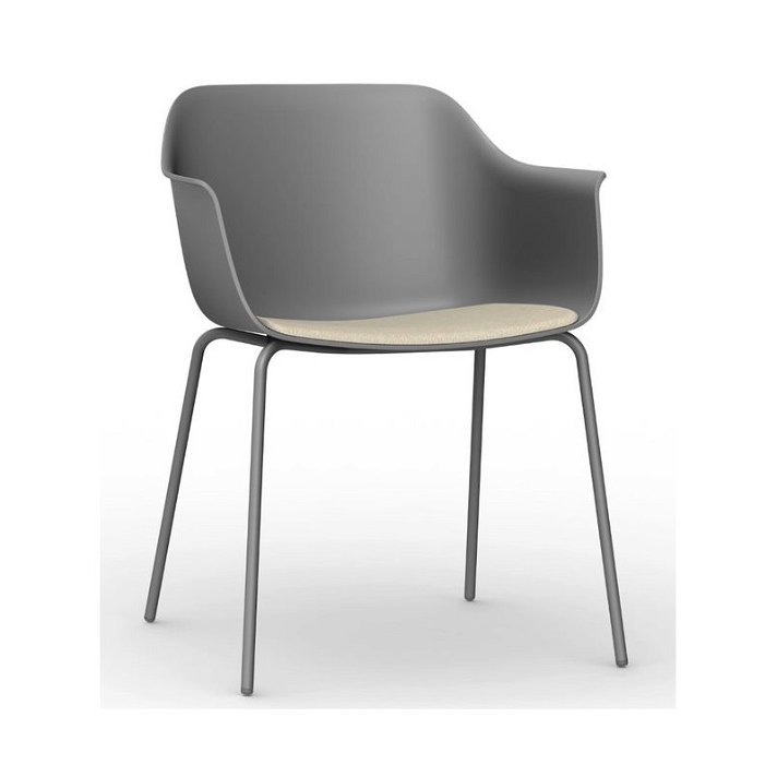 Set di 2 sedie con gambe in acciaio e monoscocca in polipropilene colore grigio scuro e tappezzeria lino Shape Resol