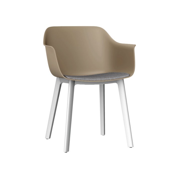 Set di 2 sedie realizzate con polipropilene colore sabbia e tappezzeria talpa Shape Click Resol