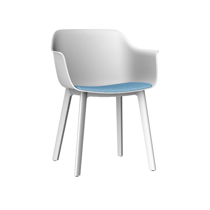 Lot de 2 chaises fabriquées en polypropylène de couleur blanche avec tissu bleu Shape Click Resol