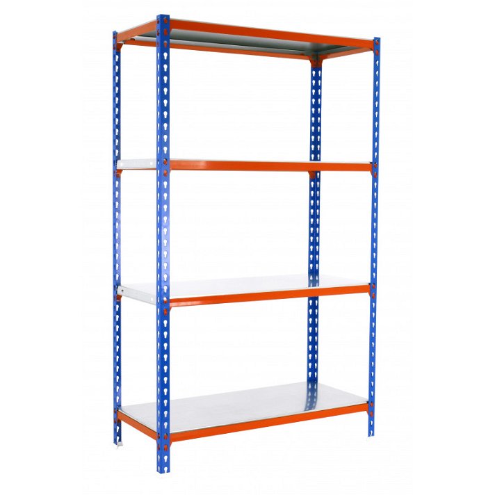 Étagère métallique bleu orange et galvanisé 4 niveaux Simonclick mini SimonRack