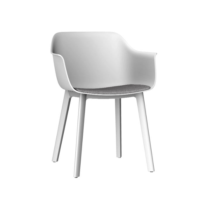 Lot de 2 chaises fabriquées en polypropylène de couleur blanche avec tissu taupe Shape Click Resol