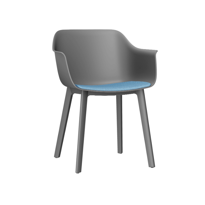 Set di 2 sedie realizzate con polipropilene colore grigio scuro e tappezzeria blu Shape Click Resol