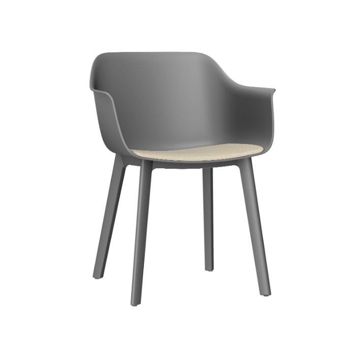 Set di 2 sedie realizzate con polipropilene colore grigio scuro e tappezzeria lino Shape Click Resol