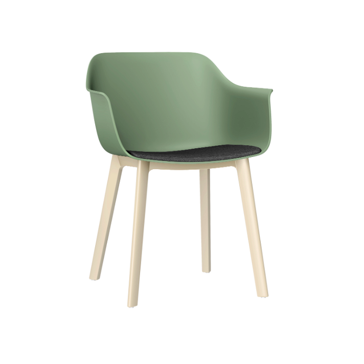 Lot de 2 chaises fabriquées en polypropylène de couleur gris verdâtre avec tissu charbon Shape Click Resol