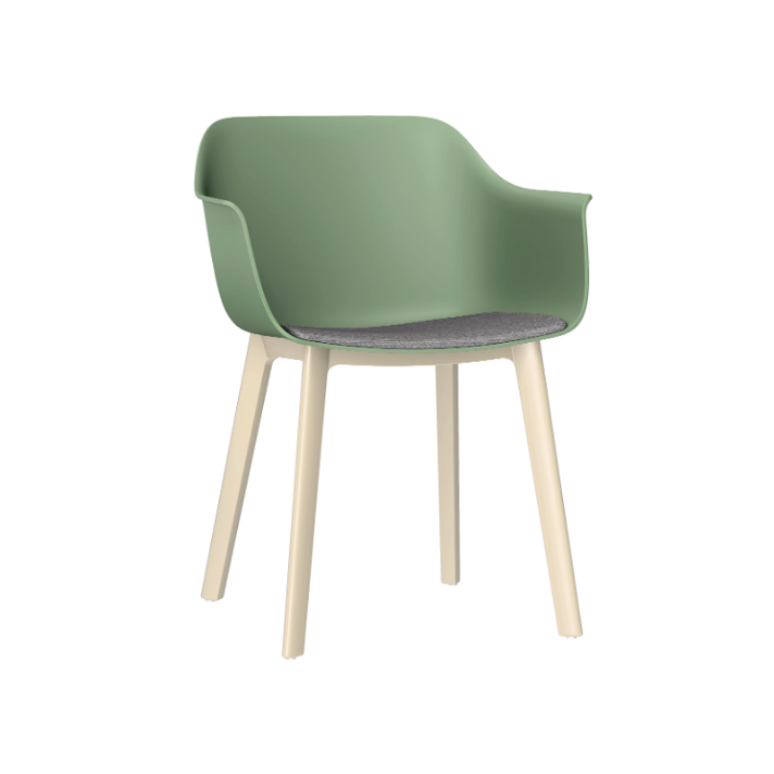 Lot de 2 chaises fabriquées en polypropylène de couleur gris verdâtre avec tissu taupe Shape Click Resol