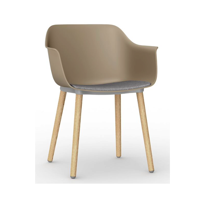 Set di 2 sedie con gambe in legno e corpo di polipropilene colore sabbia e tappezzeria talpa Shape Wood Resol