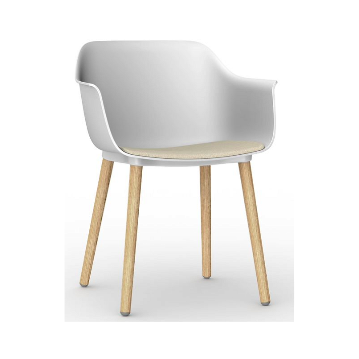Set di 2 sedie con gambe di legno e corpo di polipropilene colore bianco e tappezzeria lino Shape Wood Resol