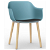 Lot de 2 chaises avec pieds en bois et corps en polypropylène de couleur bleu rétro avec tissu charbon Shape Wood Resol