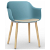 Lot de 2 chaises avec pieds en bois et corps en polypropylène de couleur bleu rétro et tissu lin Shape Wood Resol