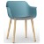 Lot de 2 chaises avec pieds en bois et corps en polypropylène de couleur bleu rétro et tissu taupe Shape Wood Resol