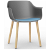 Set di 2 sedie con gambe in legno e corpo di polipropilene colore grigio e tappezzeria blu minerale Shape Wood Resol