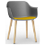 Lot de 2 chaises avec pieds en bois et corps en polypropylène de couleur grise et tissu mimosa Shape Wood Resol