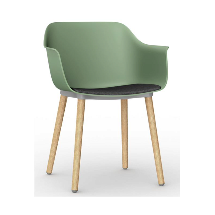 Lot de 2 chaises avec pieds en bois et corps en polypropylène de couleur gris verdâtre et tissu charbon Shape Wood Resol
