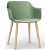 Lot de 2 chaises avec pieds en bois et corps en polypropylène de couleur gris verdâtre et tissu lin Shape Wood Resol