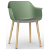 Lot de 2 chaises avec pieds en bois et corps en polypropylène de couleur gris verdâtre et tissu taupe Shape Wood Resol