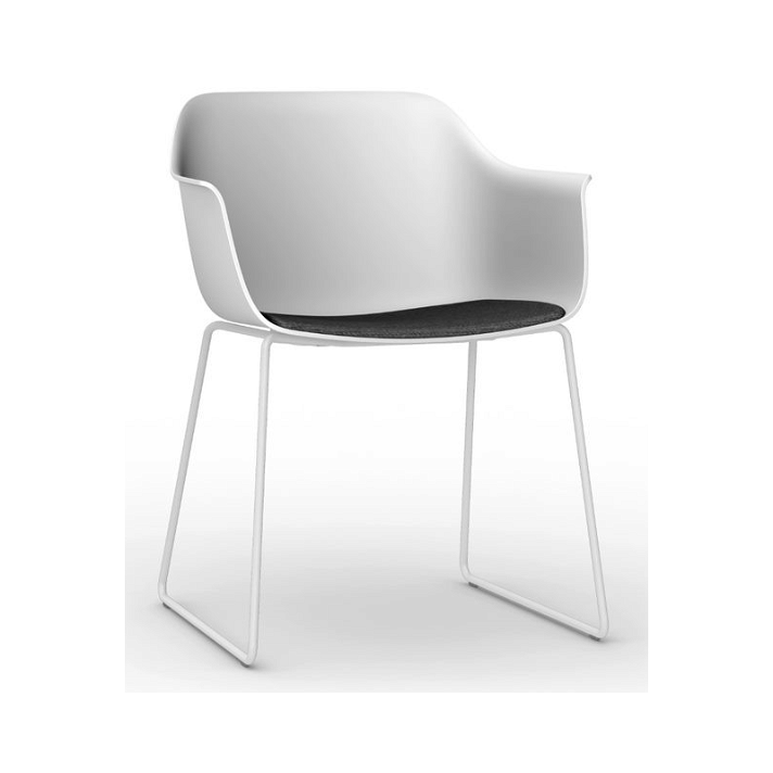 Set di 2 sedie con gambe a pattino realizzate con polipropilene colore bianco e tappezzeria carbone Shape Patín Resol