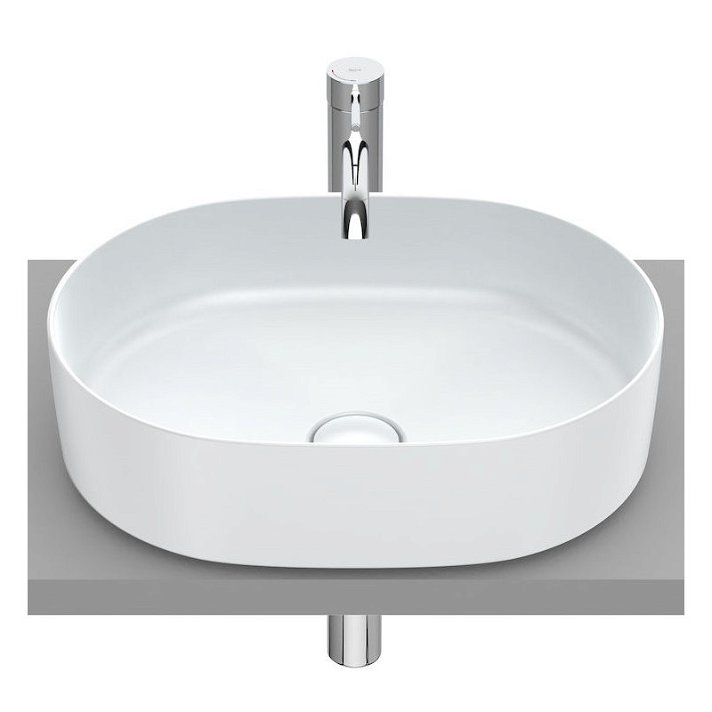 Lavabo de fineceramic para baño de 50 cm con un acabado en color perla Round Inspira Roca