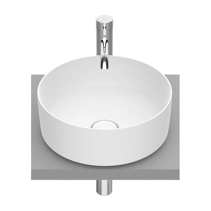 Lavabo de fineceramic con diseño circular en acabado color blanco mate Round Inspira Roca