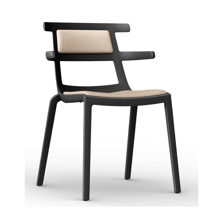 Lot de chaises pour extérieur avec structure en fibre de verre noire et et tapissé de couleur lin Tokyo Resol