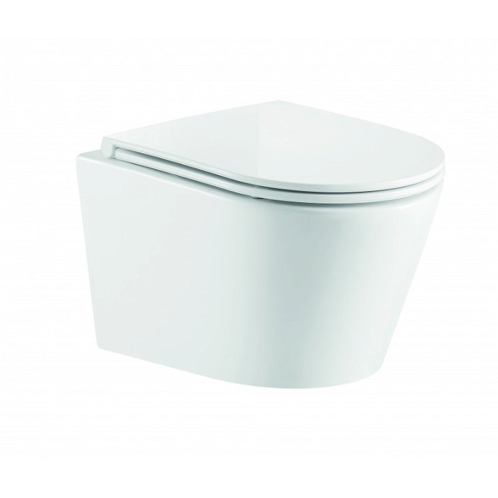 WC compact avec double sortie et technologie Rimless et surface émaillée Turin Aquore
