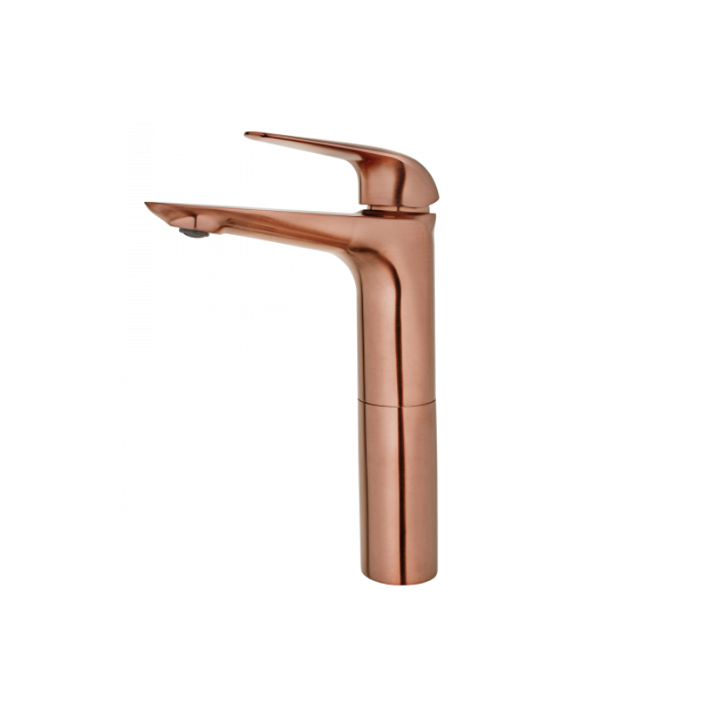 Grifo monomando con caño alto y aireador anticálcareo para lavabo oro rosa Itaca Teka Ströhm