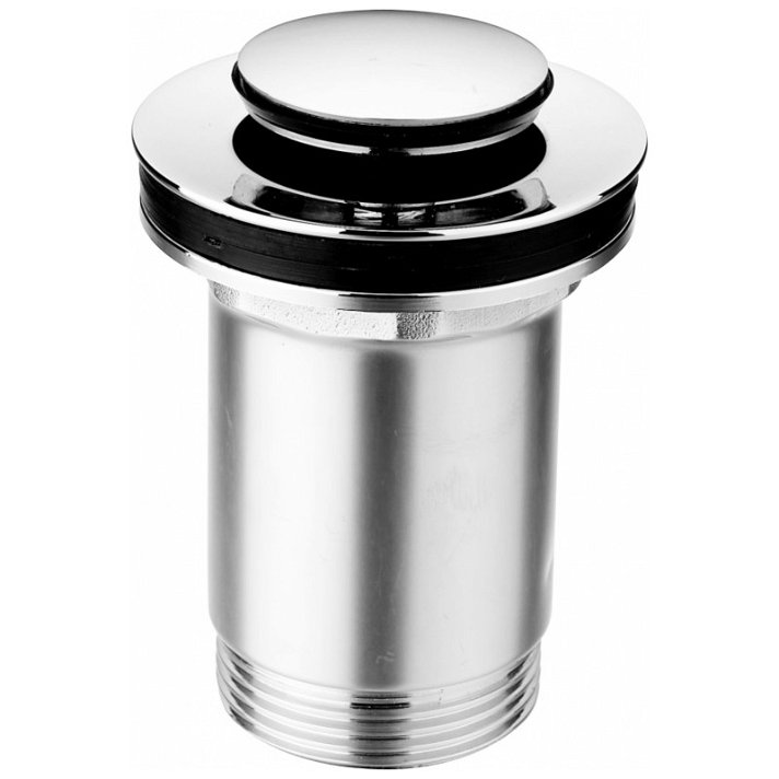 Válvula tic tac universal de ABS con tapón diseño circular en acabado color cromo Unisan