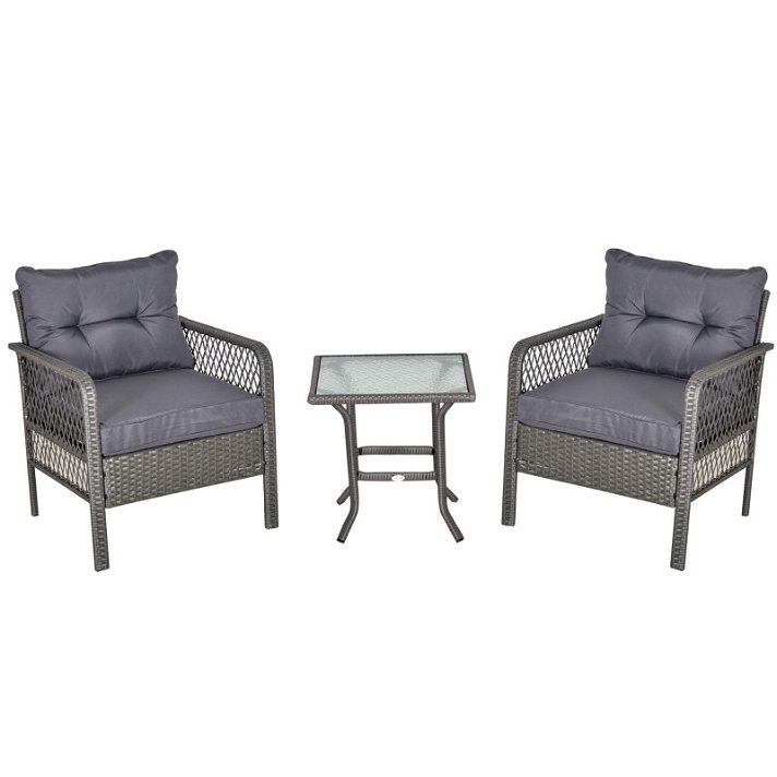 Conjunto de mesa e cadeiras cor cinzenta Outsunny