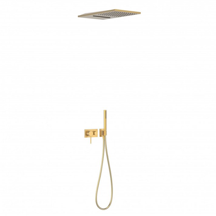 Kit ducha empotrada monomando de diseño elegante de 3 vías con acabado en color oro mate TRES