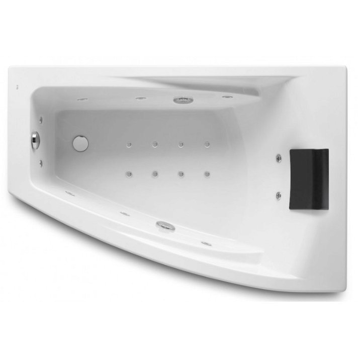 Bañera angular con apoyabrazos de 150 cm fabricada en acrílico de color blanco Hall Roca
