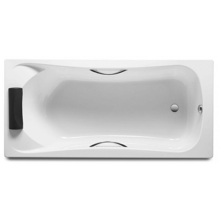 Bañera rectangular con reposacabezas de 170 cm fabricada en acrílico de color blanco Becool Roca