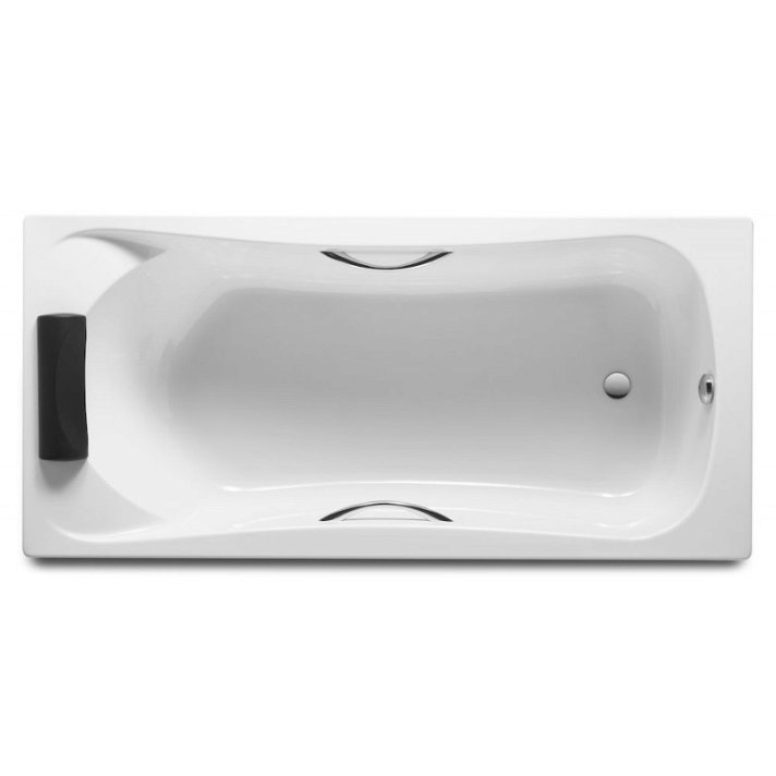 Baignoire rectangulaire avec deux poignées et appuis-tête de 190 cm en acrylique blanc Becool Roca