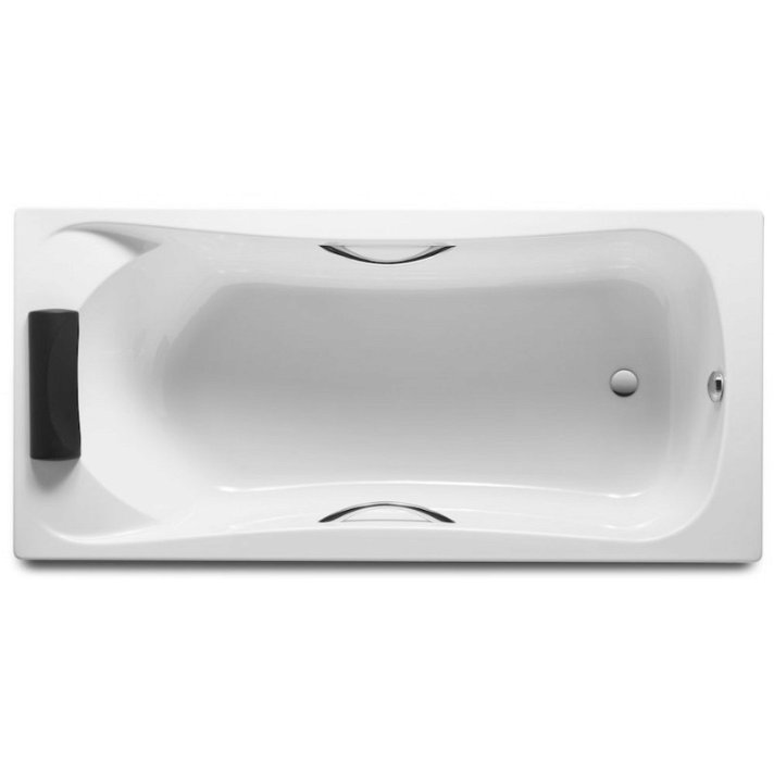 Baignoire rectangulaire avec deux poignées et appuis-tête de 180 cm en acrylique blanc Becool Roca