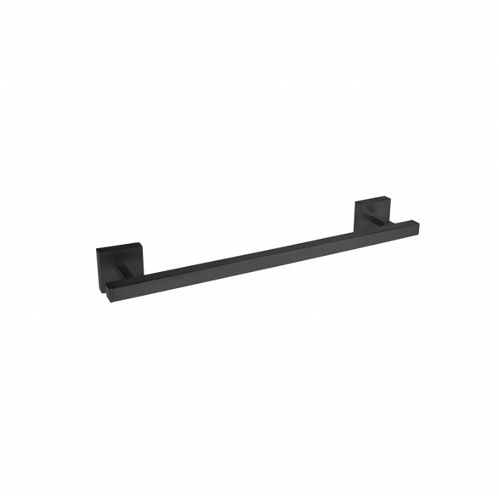 Toallero de barra para baño de 40 cm fabricado de metal con acabado en color negro Cuadro TRES