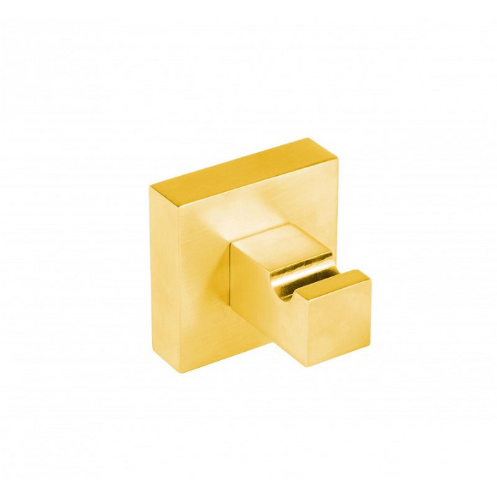 Percha para baño de 5 cm fabricada de latón con acabado en color oro mate Cuadro TRES