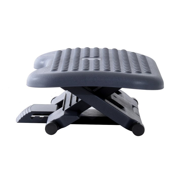 Apoio para os pés ergonómico de mesa cinzento ajustável HomCom