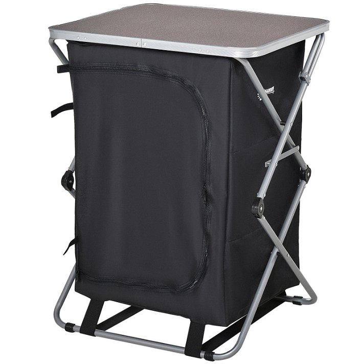 Armario de cocina para camping plegable de metal y tela oxford en acabado color negro Outsunny