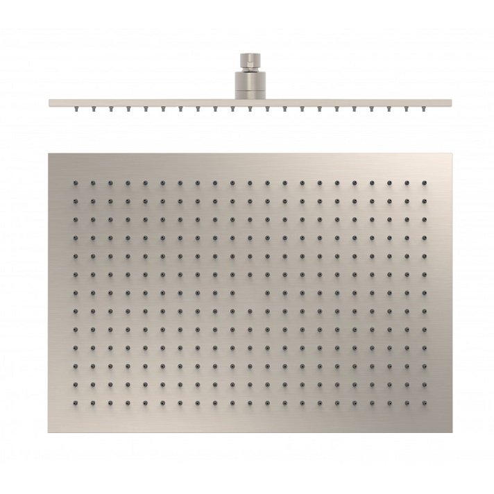 Rociador para la ducha con forma rectangular de 45 cm fabricado de latón con acabado en acero TRES