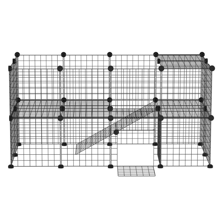 Cerca para mascotas de alambre de metal desmontable con 36 paneles con diseños variables PawHut