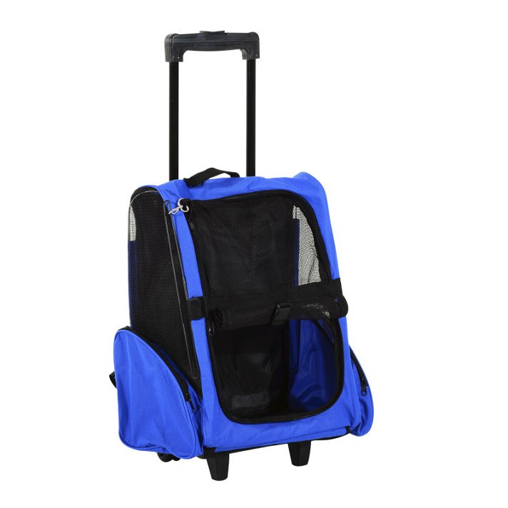 Transportadora de animais de estimação 2 em 1 carrinho ou mochila azul PawHut