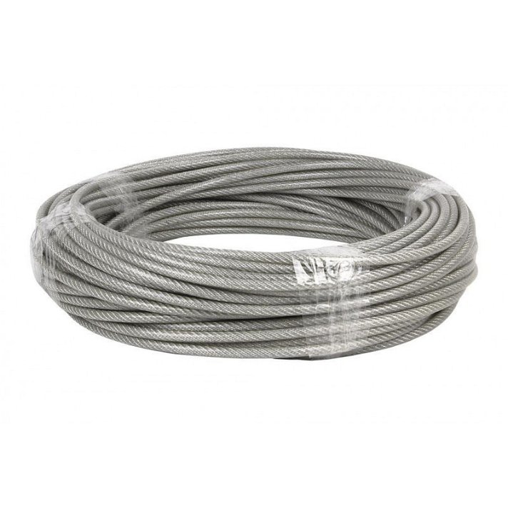 Cable fabricado de acero y recubierto en plástico cristal acabado color gris Cofan