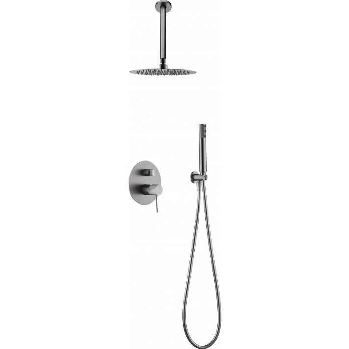 Conjunto moderno de ducha con un diseño empotrado en color níquel cepillado Top Imex