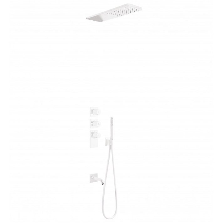 Kit bañera-ducha termostática de 3 vías blanca Block System TRES