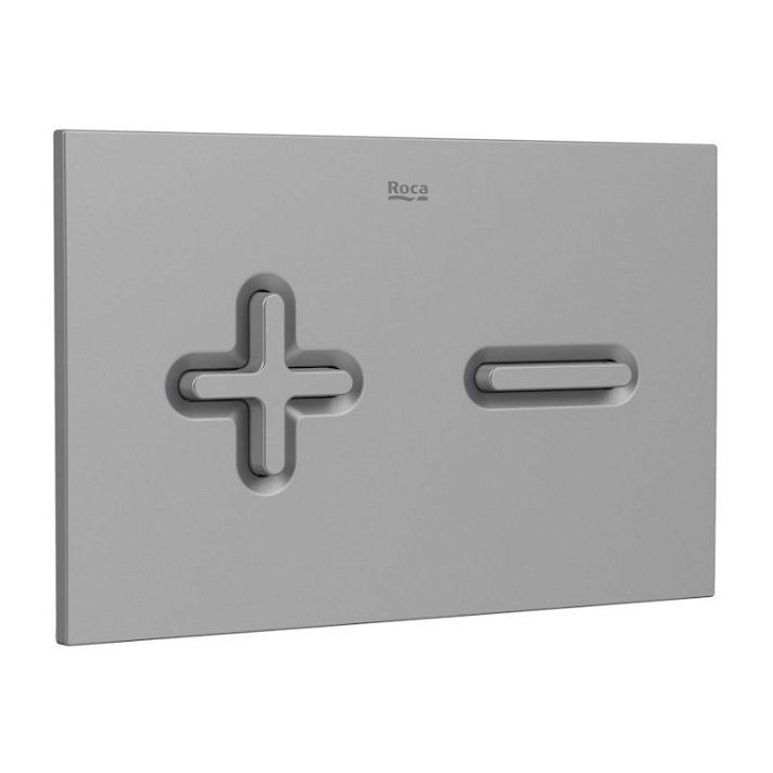 Placa pulsadora para cisterna doble en acabado color gris lacado PL6 Dual One Roca