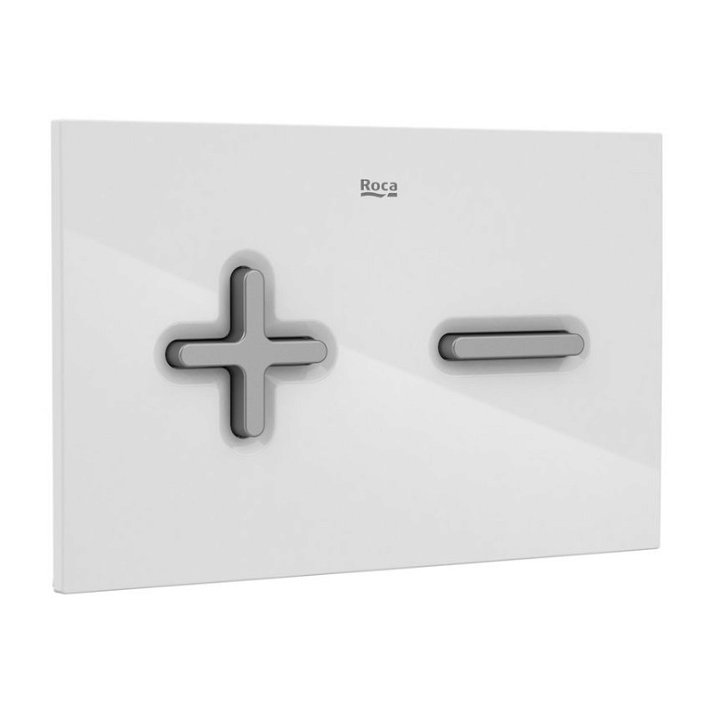Placa pulsadora para cisternas de doble descarga en acabado color blanco y gris PL6 Dual One Roca