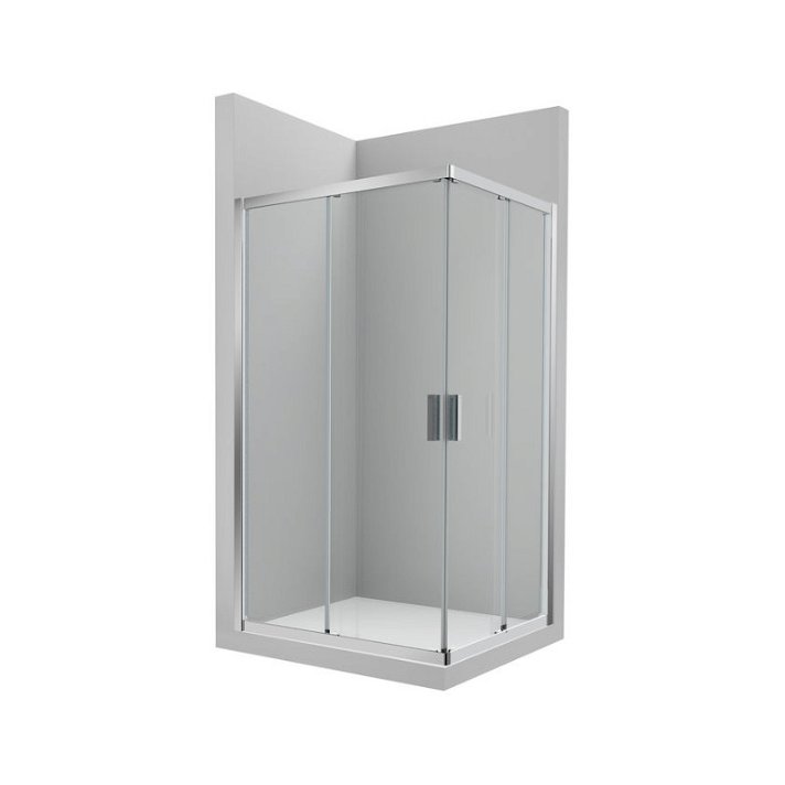 Box doccia angolare a 4 ante realizzato in vetro temperato con finitura argentata lucida per doccia Ura Roca