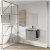 Conjunto para baño de un mueble de 50 cm de ancho con lavabo y espejo en un acabado gris arenado Aneko Amizuva