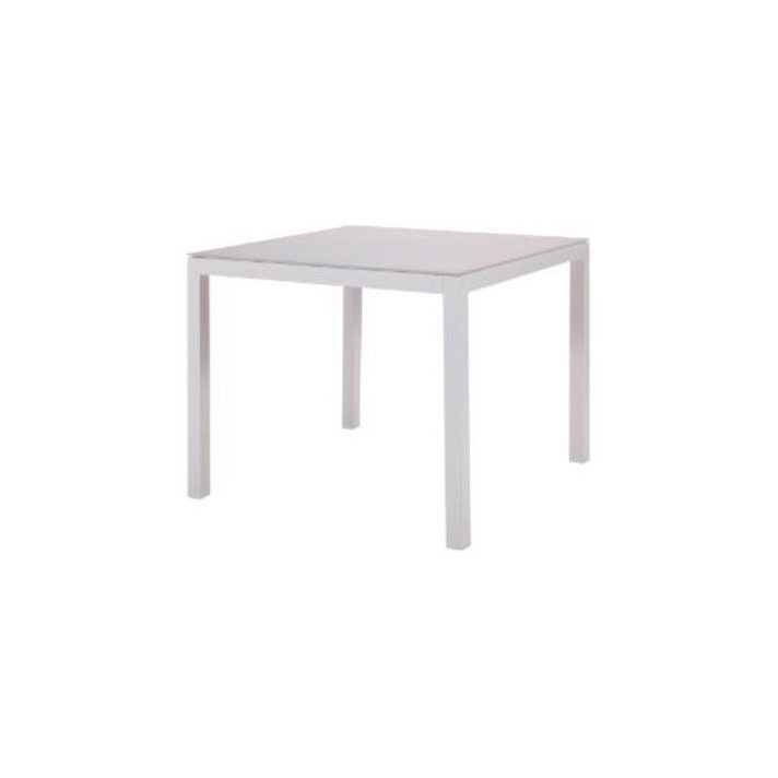 Table de jardin carrée en aluminium et en verre blanc et gris clair IberoDepot
