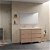 Mueble para baño con 2 lavabos integrados y 6 cajones de 120 cm de ancho con un acabado en nogal arenado Suki Amizuva