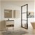 Conjunto para baño de un mueble de 80 cm de ancho con lavabo y espejo en un acabado roble arenado Yoko Amizuva