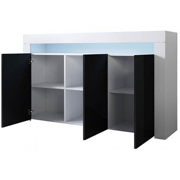 Aparador con estantes y puertas de cierre soft-close color negro y blanco Alai Domensino